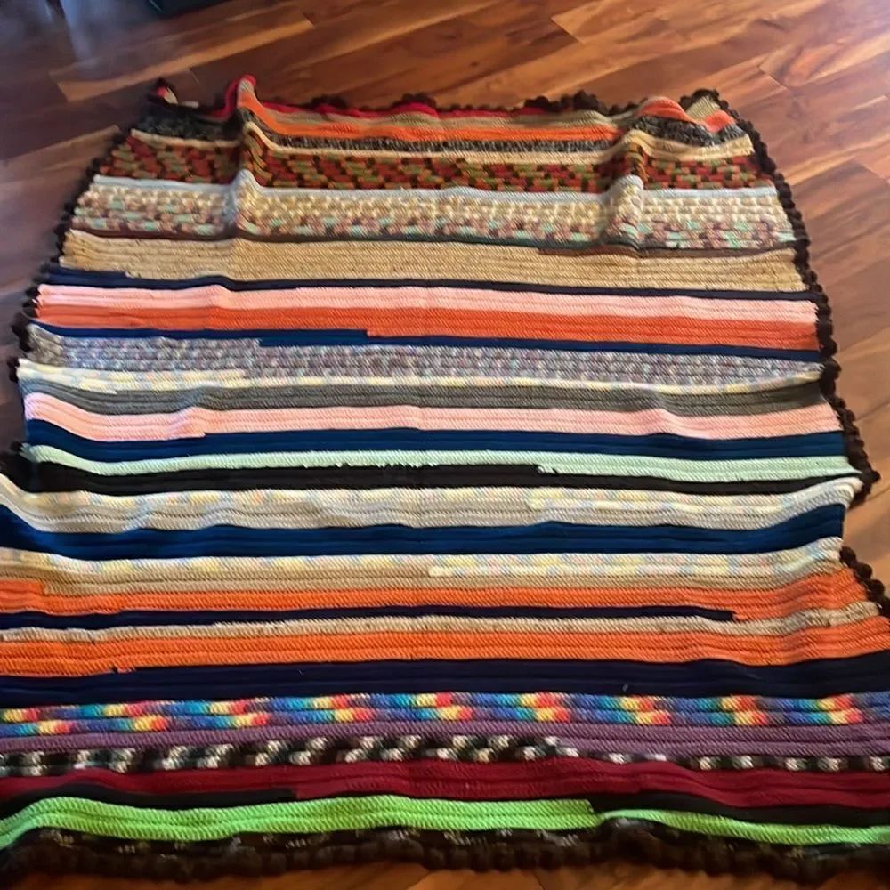 Hand Crocheted Multi-Color Throw - Picture 3 of 7
